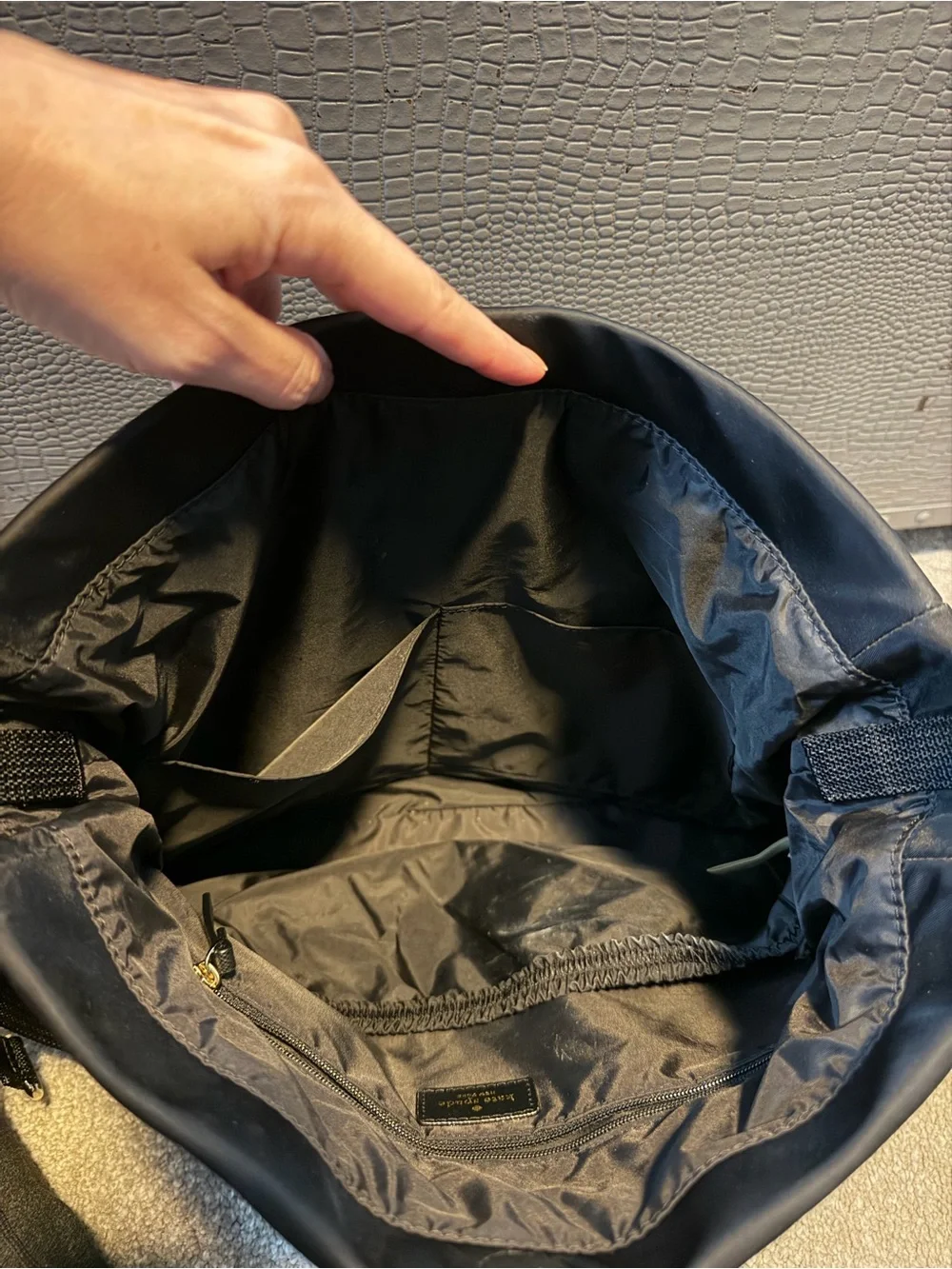 kate spade black nylon crossbody bag/baby bag with changing pad